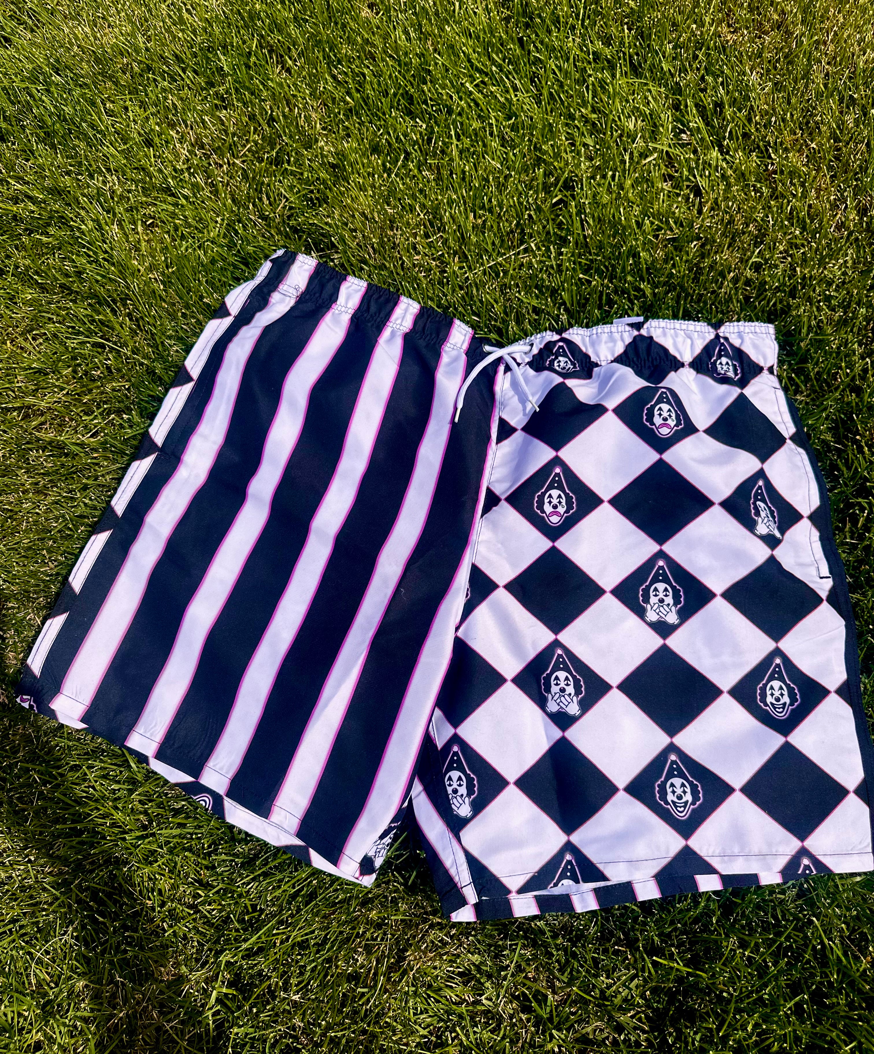 2XL Pink Clown Swim Trunks