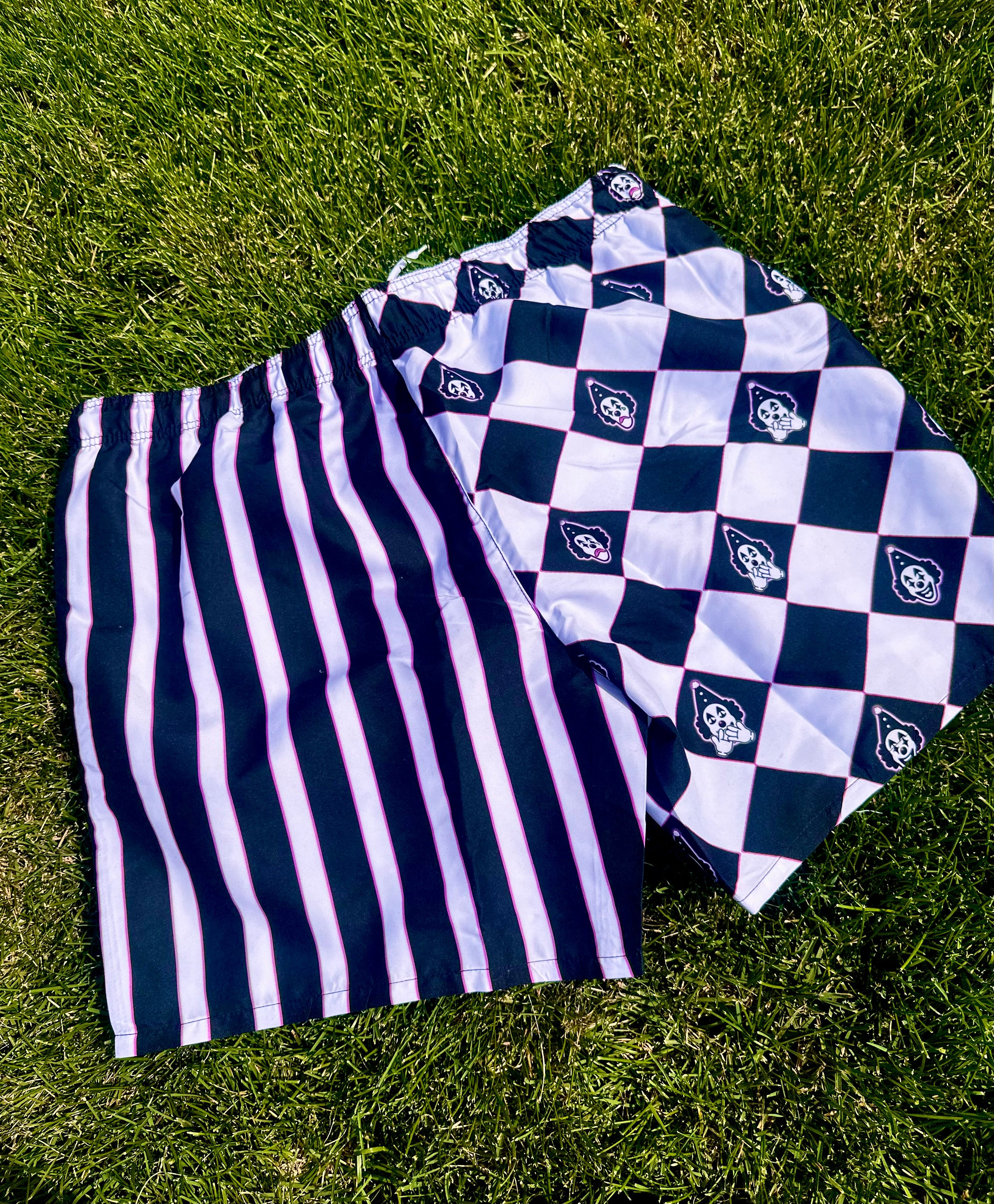 2XL Pink Clown Swim Trunks