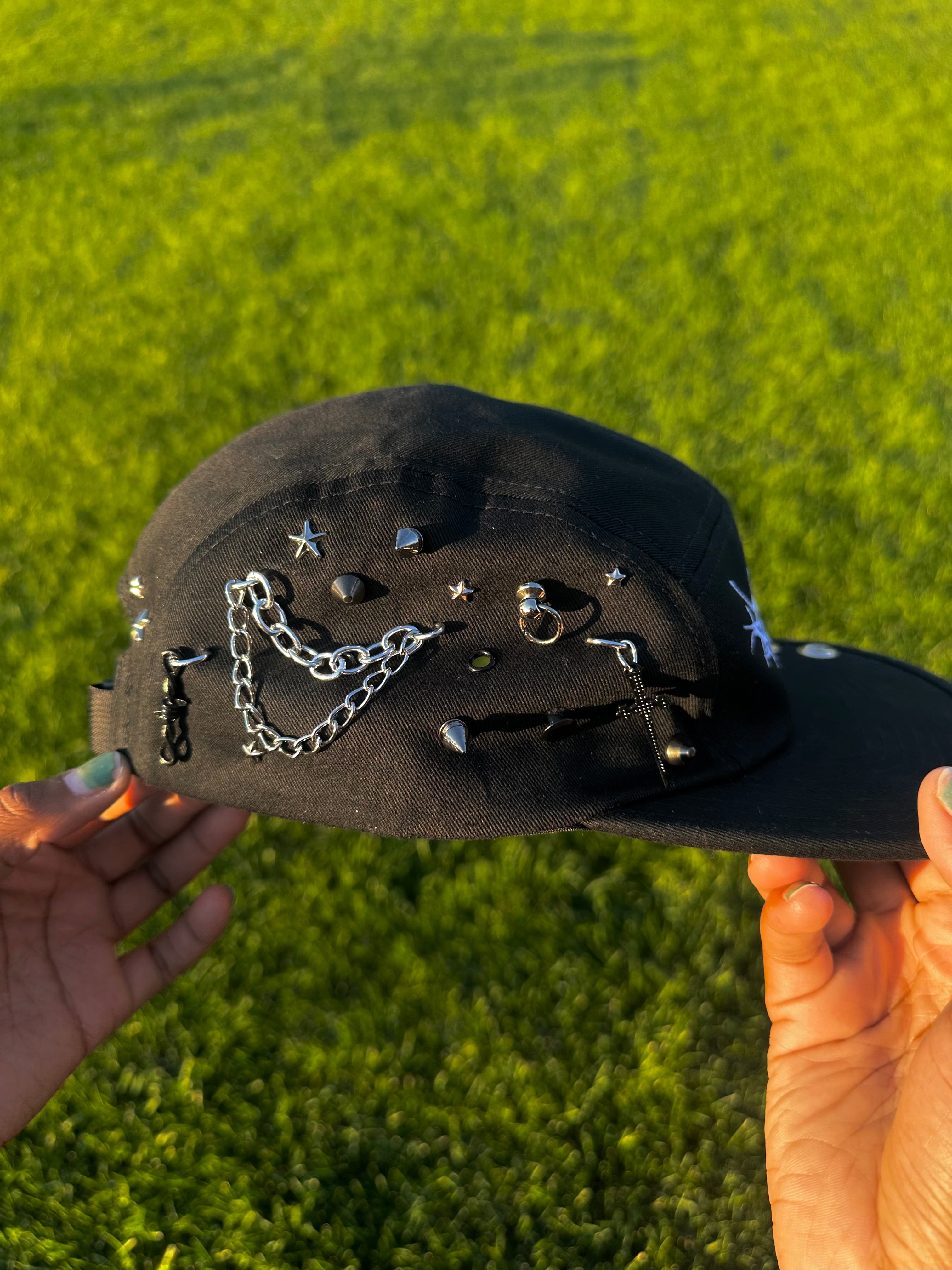 140 Red Pierced 5 Panel Hat