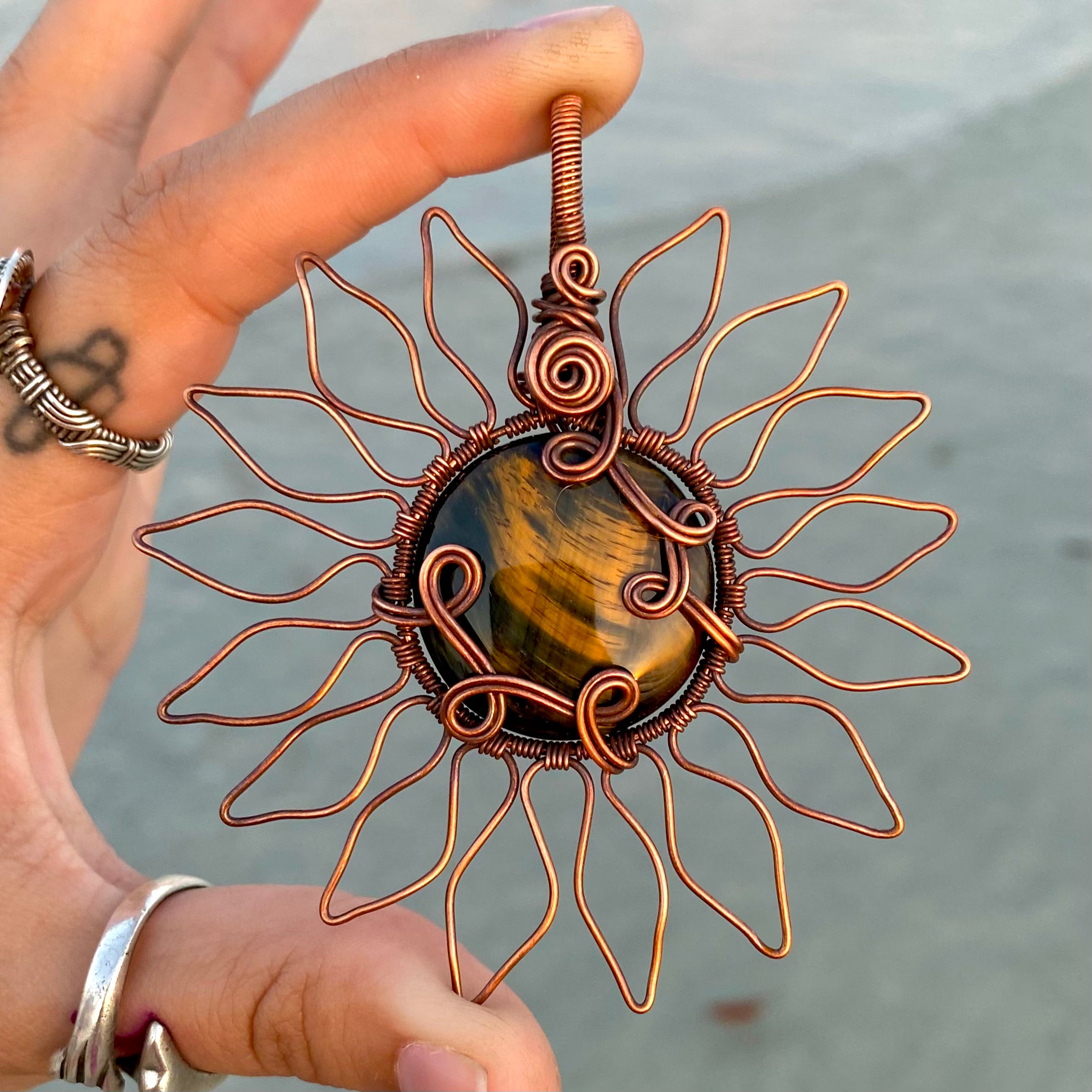 Sun Tigers Eye Swirl Necklace